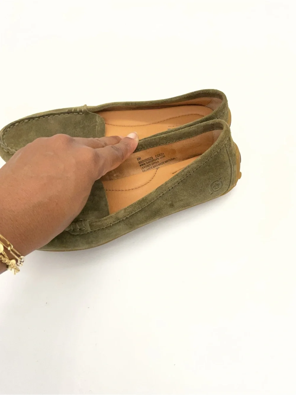 Born Olive Green Suede Slip-On Loafers